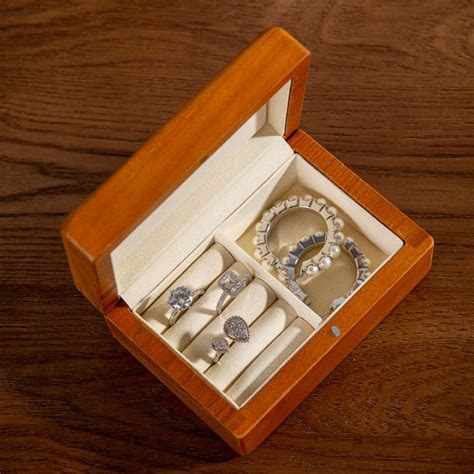 Oirlv Wooden Double Ring Box Jewelry Set Bracelet Earrings Necklace