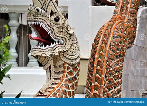 Snake Naga In Thai Temple Stock Photo Image Of Tongue 114687316