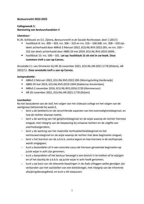 Week 5 2022 2023 Bestuursrecht 2022 Collegeweek 5 Normering Van