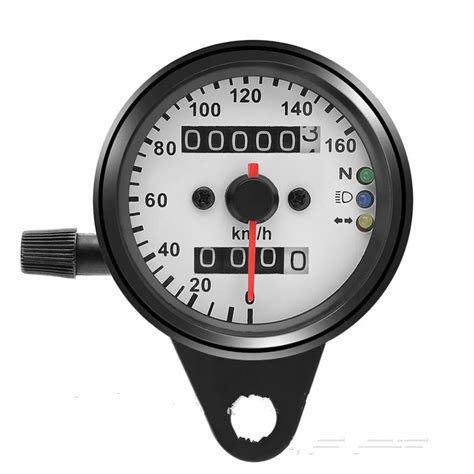 V Universal Motorcycle Bike Metal Shell Black White Light Tachometer