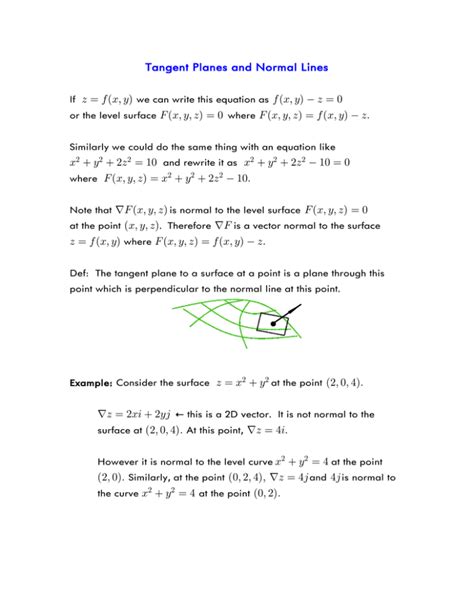 Tangent Planes And Normal Lines