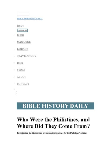 Who Were The Philistines, and Where Did They Come From | PDF | Philistines