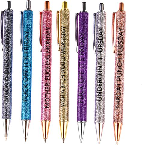 Amazon TRAFZA 7PCS Glitter Pen Set Week Funny Office Gifts Funny