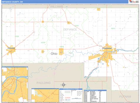 Defiance County Ohio Zip Code Wall Map