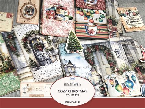 Cozy Christmas Folio Kit Shabby Festive Tri Fold Folio Loaded Folder