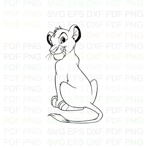 Le Roi Lion Simba Contour Svg Dxf Eps Pdf Png Cricut Fichier Etsy France