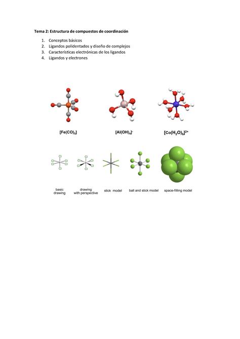 Tema Apuntes Tema Estructura De Compuestos De Coordinaci N
