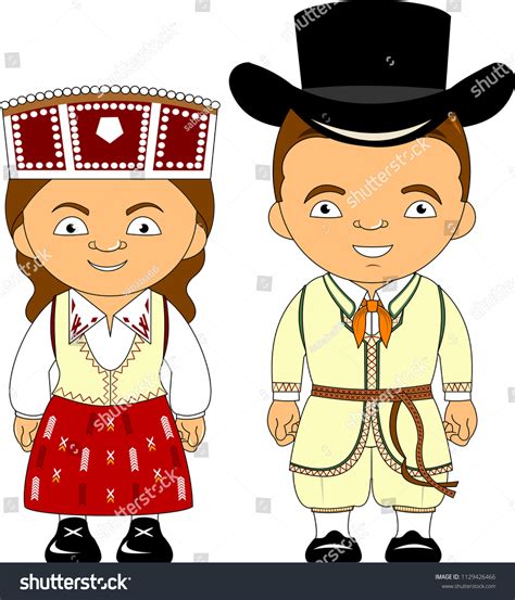 Man Woman Traditional Costume Vector Flat Stock Vector Royalty Free