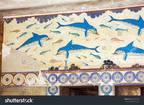 Dolphin Fresco Symbol Minoan Culture Knossos Stock Photo 482616700
