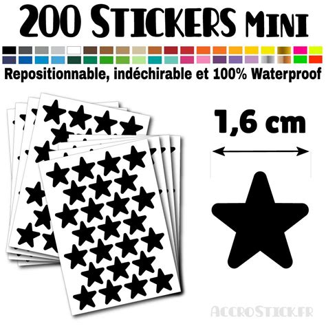 200 Etoiles 1 6 Cm Stickers Mini Gommettes Couleur Noir