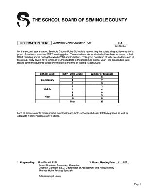 Fillable Online Scps K12 Fl LEARNING GAINS CELEBRATION Scps K12 Fl