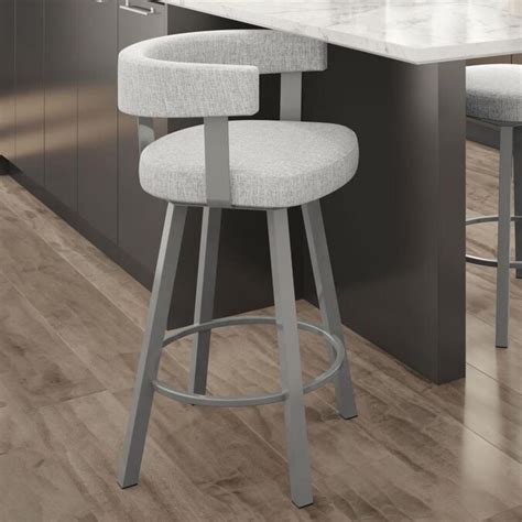 Amisco Parker Grey White Counter Height Upholstered Swivel Bar Stool In