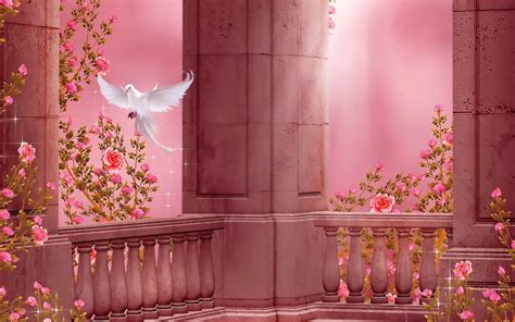 Rose-Colored Reverie: Artistic Pink Columns with a Graceful Pigeon HD ...