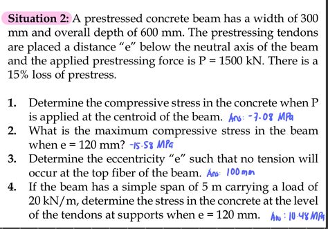 Solved Situation A Prestressed Concrete Beam Has A Width Chegg