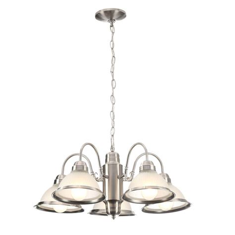 Hampton Bay Halophane 5 Light Brushed Nickel Chandelier With Frosted