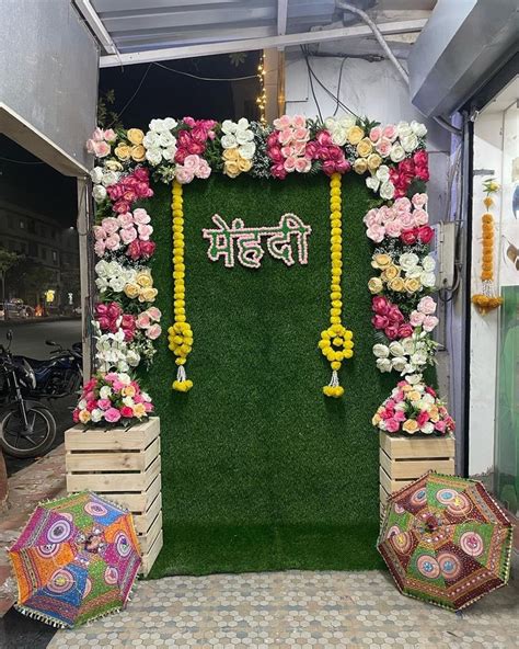 Mahndi Decoration 😍 In 2024 Wedding Planning Decor Wedding Stage Decor Haldi Ceremony