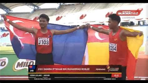 100M LELAKI Akhir Olahraga SUKMA Sarawak 2024 YouTube