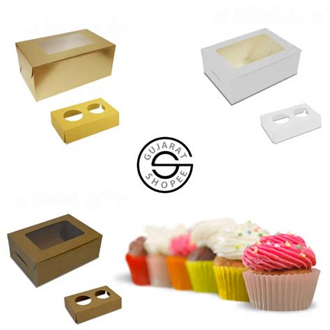 Cupcake Brown Virgin Kraft Paper Window Box With Cupcake Holder X