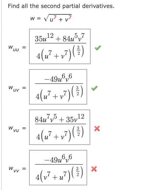 Solved Find All The Second Partial Derivatives Chegg