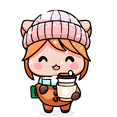 Cute Adorable Kawaii Chibi Pig With Coffee Latte Creative Fabrica