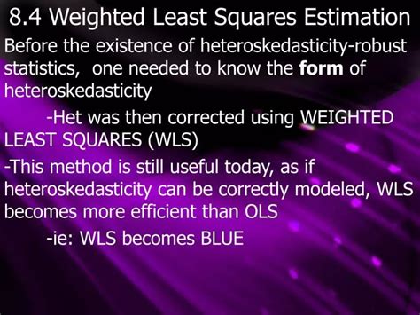 Ppt 8 4 Weighted Least Squares Estimation Powerpoint Presentation Free Download Id 334003