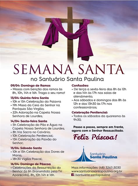 Santuário divulga programação da Semana Santa 2017 Santuário Santa