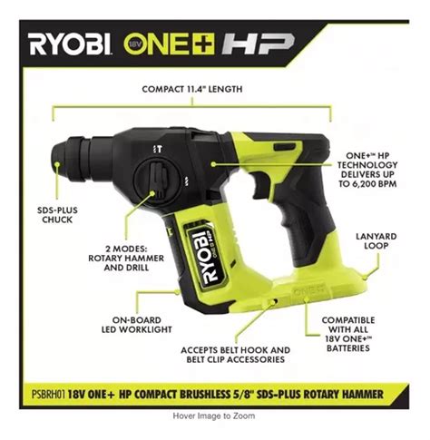 Rotomartillo Ryobi Perforador Compacto Brushless Inalambrico Envío gratis