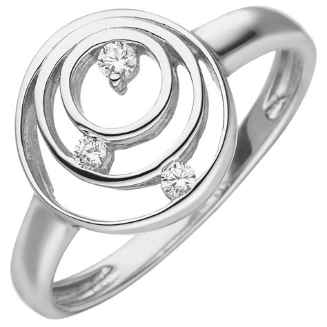 Ring 925 Silber rund geometrisch mit Zirkonia weiß Marinas Schmuckwelt