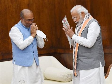 N Biren Singh Calls On Pm Modi Ahead Of Govt Formation In Manipur