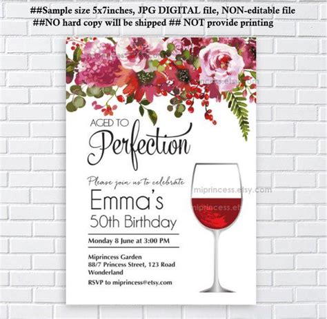 Wine Party Invitation Women Birthday Invitation Aged To Etsy Wine Party Invitations Wine