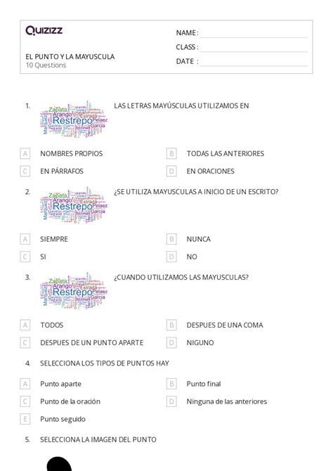 50 Oraciones Turno y Mayúsculas hojas de trabajo para Grado 3 en