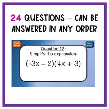 Multiplying Binomials FOIL Activity Digital Board Game By A2Z Math