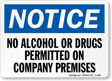 No Alcohol Sign Company Premises Sign Sku S 4286