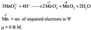 An acidified manganate solution undergoes disproportionation reaction ...