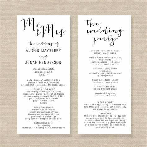 Free Editable Wedding Program Template Word