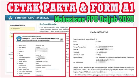 Cara Cetak Pakta Integritas Dan Format A1 Mahasiswa PPG Daljab 2020