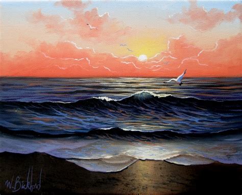 Ocean Sunset Oil Painting at PaintingValley.com | Explore collection of ...