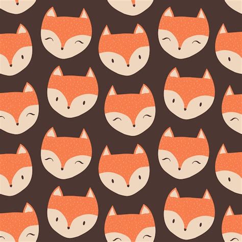 Premium Vector Seamless Pattern With Cute Foxes Vector Illustration Style