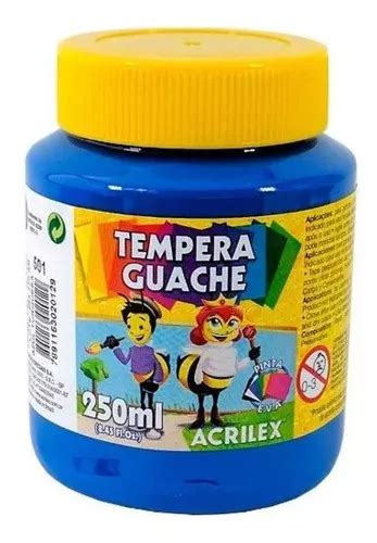 Tinta de témpera azul gouache 250 ml Acrilex MercadoLibre