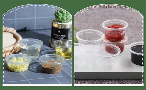 50pcs Bulk Plastic Chutney Cups With Lids Food Container Storage Box Leak Proof Clear Size