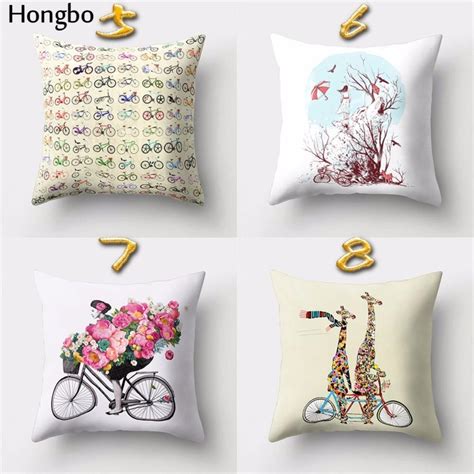 Cheap Hongbo 1 Pcs Cartoon Bike Bicycle Print Pillow Case Bed Waist