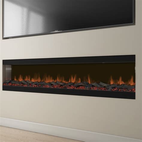 Black Inset Media Wall Electric Fireplace 72 Inch Amberglo Furniture123