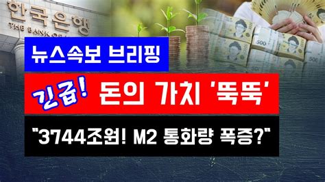 뉴스속보 긴급 돈의 가치 뚝뚝3744조원 M2 통화량 폭증 정완진tv Youtube