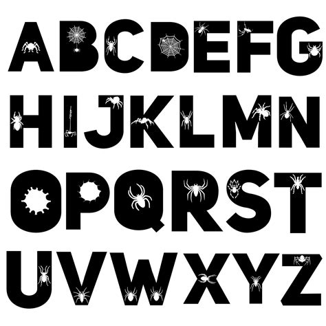 Spider Font Alphabet With Spiders Spider Letters As Png Etsy