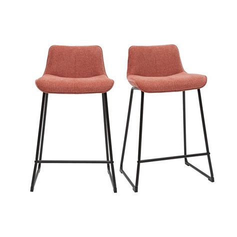 Miliboo Tabourets De Bar En Tissu Effet Velours Textur Terracotta Et