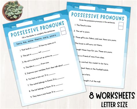 Subject Object And Possessive Pronouns Printable Worksheets Pronouns Grammar Activities