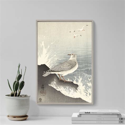 Ohara Koson Seagull On Rock Classic Painting Photo Poster Print