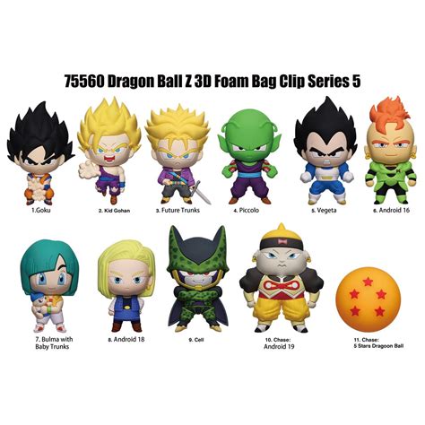 Dragon Ball Z Series 5 3D Foam Bag Clip Random 6 Pack Clip Art Library