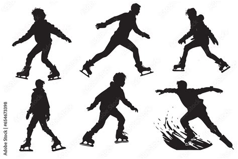 ice boy skating silhouette vector, Ice Skating Silhouette Vector Art ...