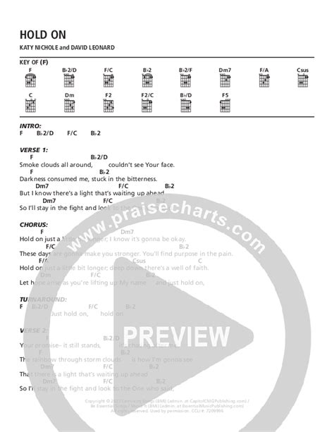 Hold On Chords Pdf Katy Nichole Praisecharts